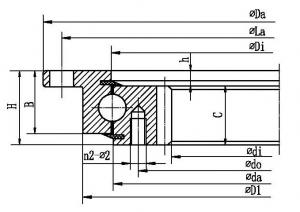 Four point contact ball slewing bearing (with outer flange and internal gear type)