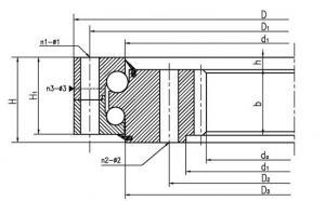 Different diameter double-row ball four point contact slewing bearing (internal gear type)