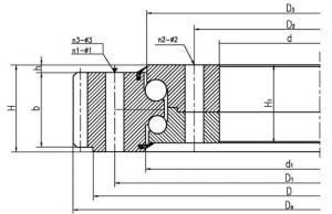 Different diameter double-row ball four point contact slewing bearing (external geartype)