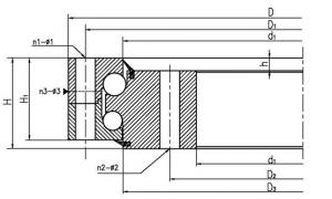 Different diameter double-row ball four point contact slewing bearing (no gear type)