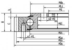 Four point contact ball slewing bearing (with inner flange and external gear type)